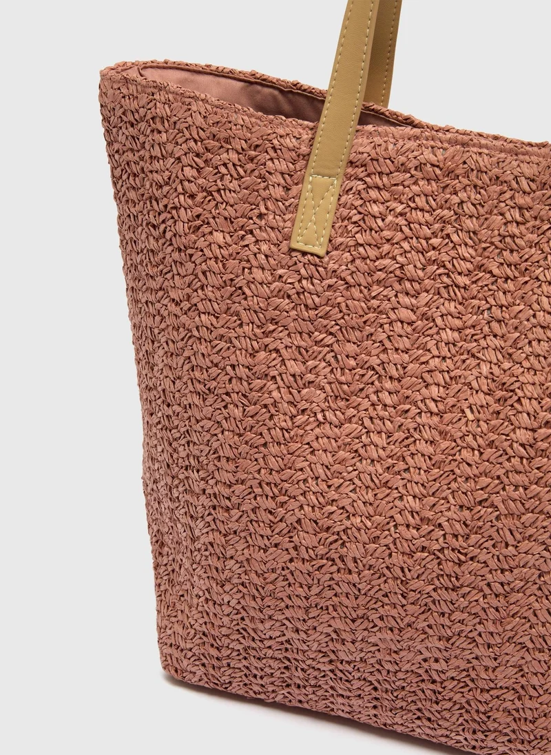 Matalan Pink Straw Shopper Bag